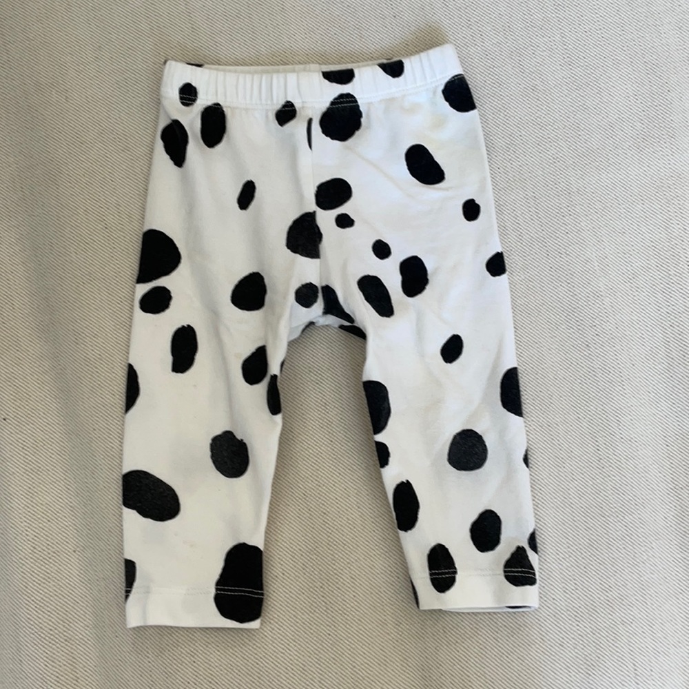 European white and black polka dot 3-6m leggings